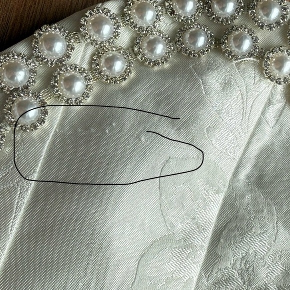 V. Chapman Lucia White Strapless Pearl Bustier A-Line Dress with Slit - Picture 10 of 13